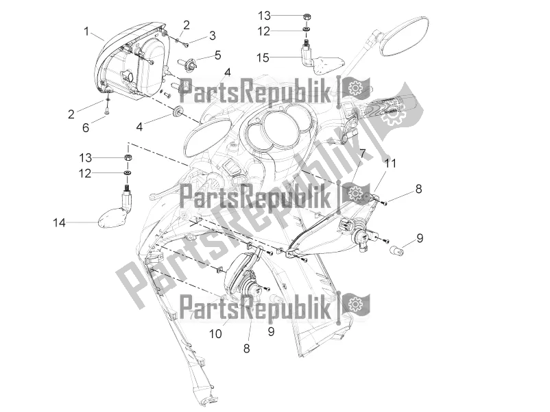 Toutes les pièces pour le Phares Avant - Clignotants du Piaggio BV 350 4T 4V IE E3 ABS USA / CA 2016