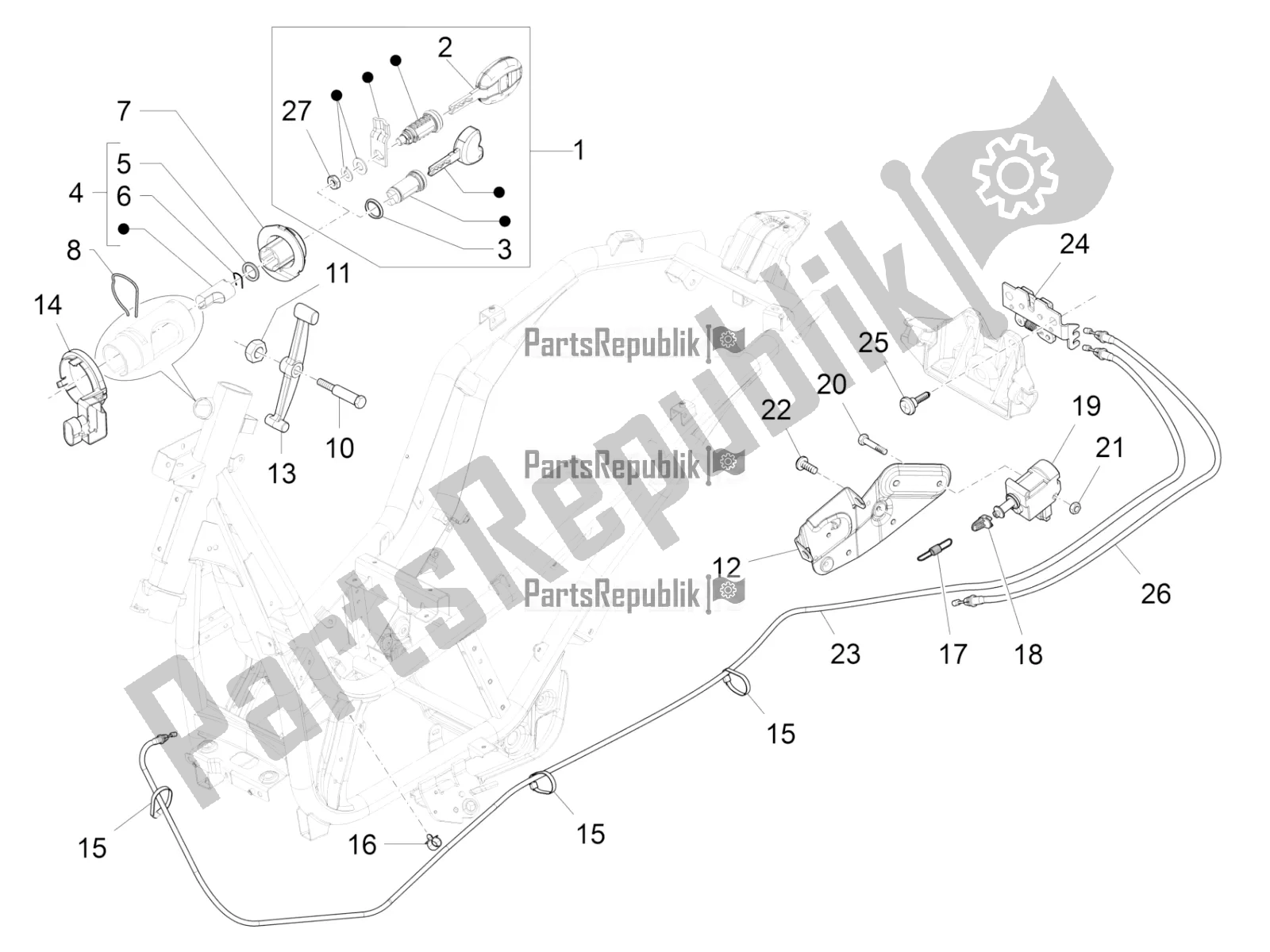 All parts for the Locks of the Piaggio BV 350 4T 4V IE E3 ABS USA / CA 2016