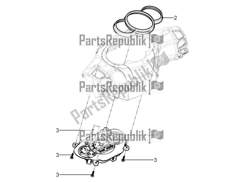 Todas las partes para Combinación De Medidor - Cruscotto de Piaggio BV 350 4T 4V IE E3 ABS USA / CA 2016