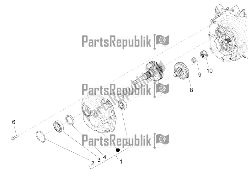 Toutes les pièces pour le Unité De Réduction du Piaggio BV 350 4T 4V IE E3 ABS USA / CA 2016