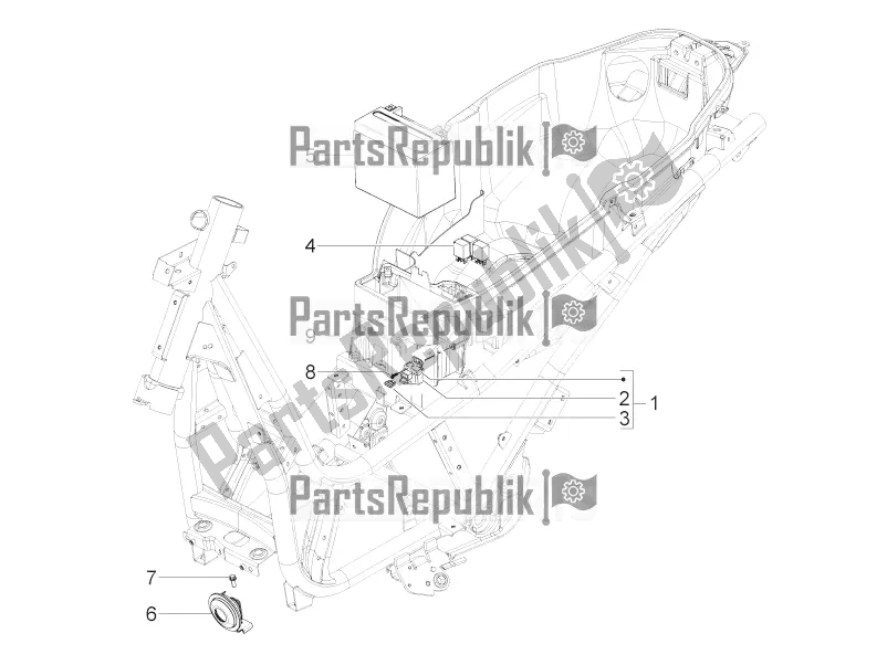 Tutte le parti per il Interruttori Del Telecomando - Batteria - Avvisatore Acustico del Piaggio BV 350 4T 4V IE E3 ABS USA / CA 2016