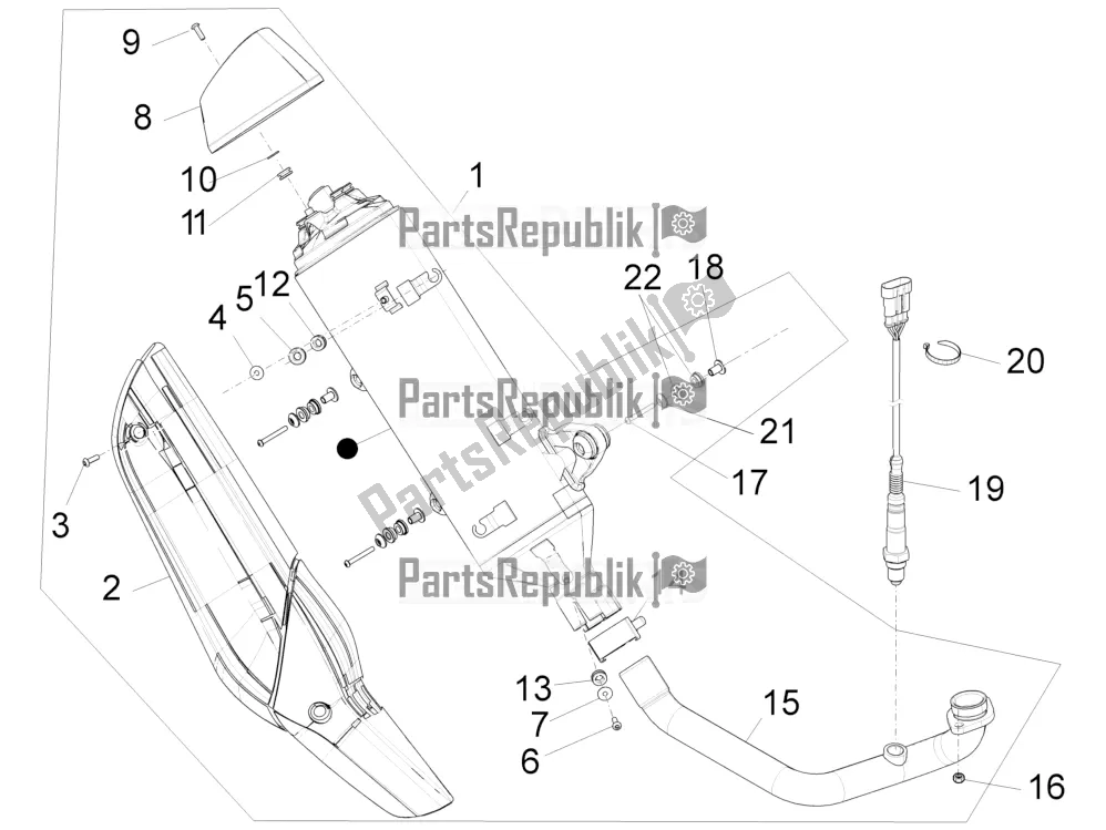 Toutes les pièces pour le Silencieux du Piaggio BV 350 4T 4V IE E3 ABS USA / CA 2016