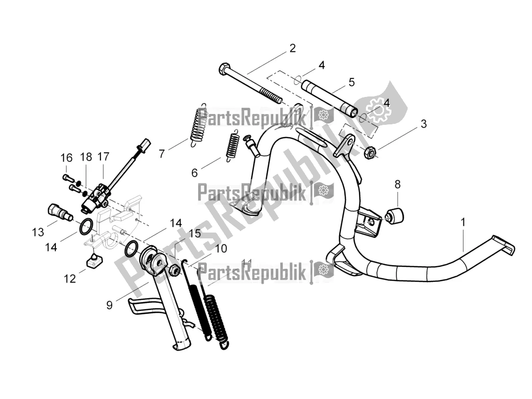 Alle onderdelen voor de Stand / S van de Piaggio BV 350 4T 4V IE E3 ABS USA / CA 2016