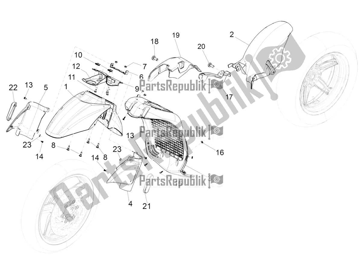 Toutes les pièces pour le Logement De Roue - Garde-boue du Piaggio BV 350 4T 4V IE E3 ABS USA / CA 2016