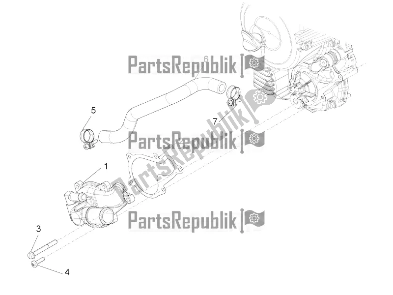 Todas as partes de Bomba De Refrigeração do Piaggio BV 350 4T 4V IE E4 ABS USA / CA 2017