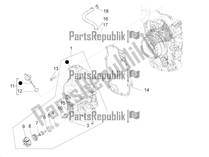 Toutes les pièces pour le Couvercle Magnéto Volant - Filtre à Huile du Piaggio BV 350 4T 4V IE E4 ABS USA / CA 2017