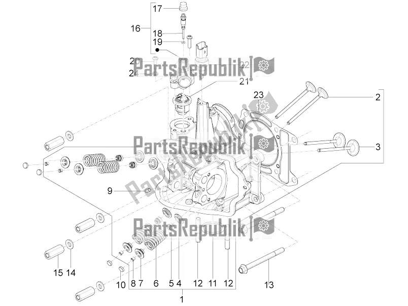 Tutte le parti per il Unità Principale - Valvola del Piaggio BV 350 4T 4V IE E4 ABS USA / CA 2017