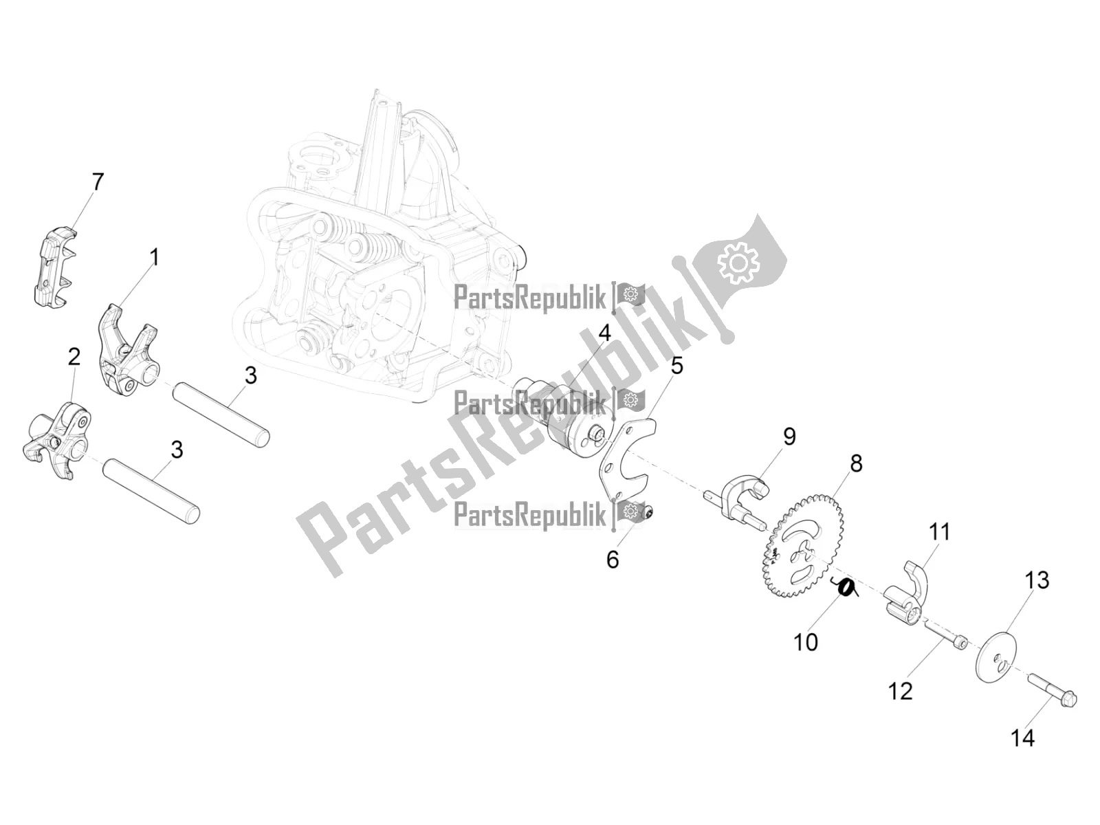 Todas las partes para Unidad De Soporte De Palancas Oscilantes de Piaggio BV 350 4T 4V IE E4 ABS USA / CA 2017