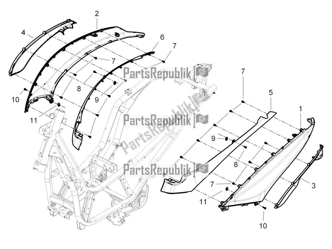 Toutes les pièces pour le Couvercle Latéral - Spoiler du Piaggio BV 350 4T 4V IE E4 ABS USA / CA 2017