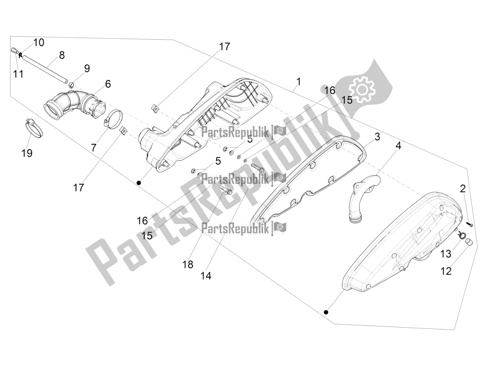 Toutes les pièces pour le Filtre à Air du Piaggio BV 350 4T 4V IE E4 ABS USA / CA 2018