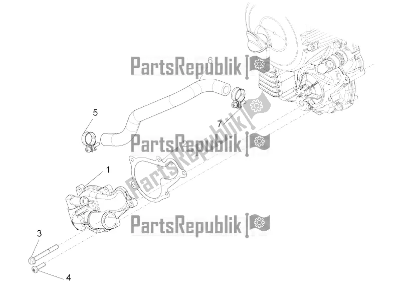 Todas las partes para Bomba De Enfriamiento de Piaggio BV 350 4T 4V IE E4 ABS USA / CA 2018