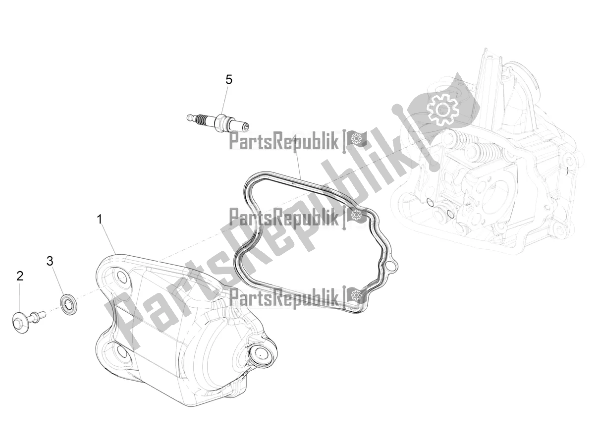 Todas las partes para Cubierta De Tapa De Cilindro de Piaggio BV 350 4T 4V IE E4 ABS USA / CA 2018