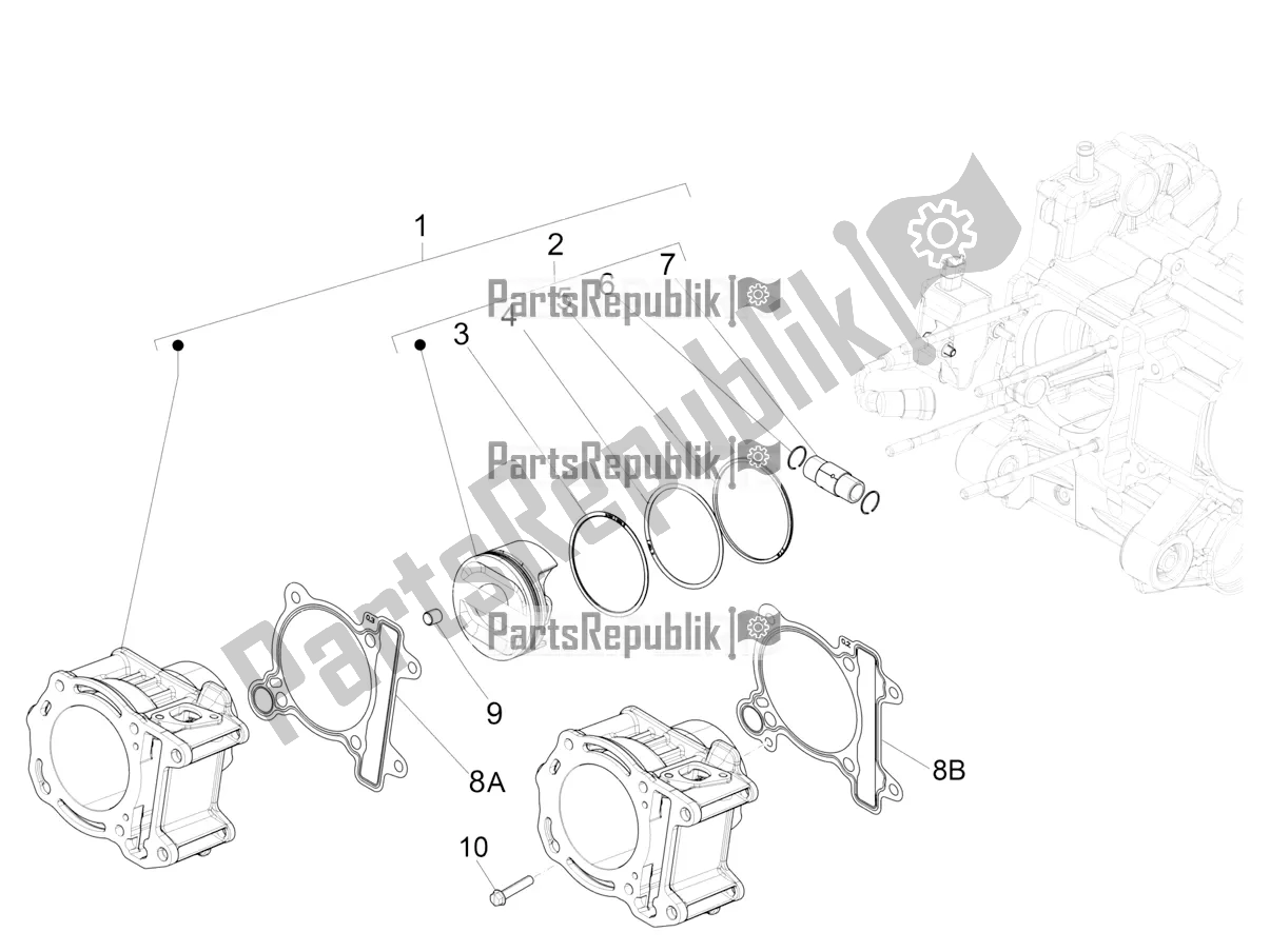 Todas las partes para Unidad De Pasador Cilindro-pistón-muñeca de Piaggio BV 350 4T 4V IE E4 ABS USA / CA 2018