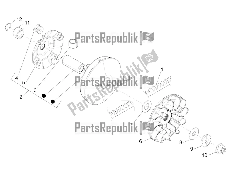 Todas las partes para Polea Motriz de Piaggio BV 350 4T 4V IE E4 ABS USA / CA 2018