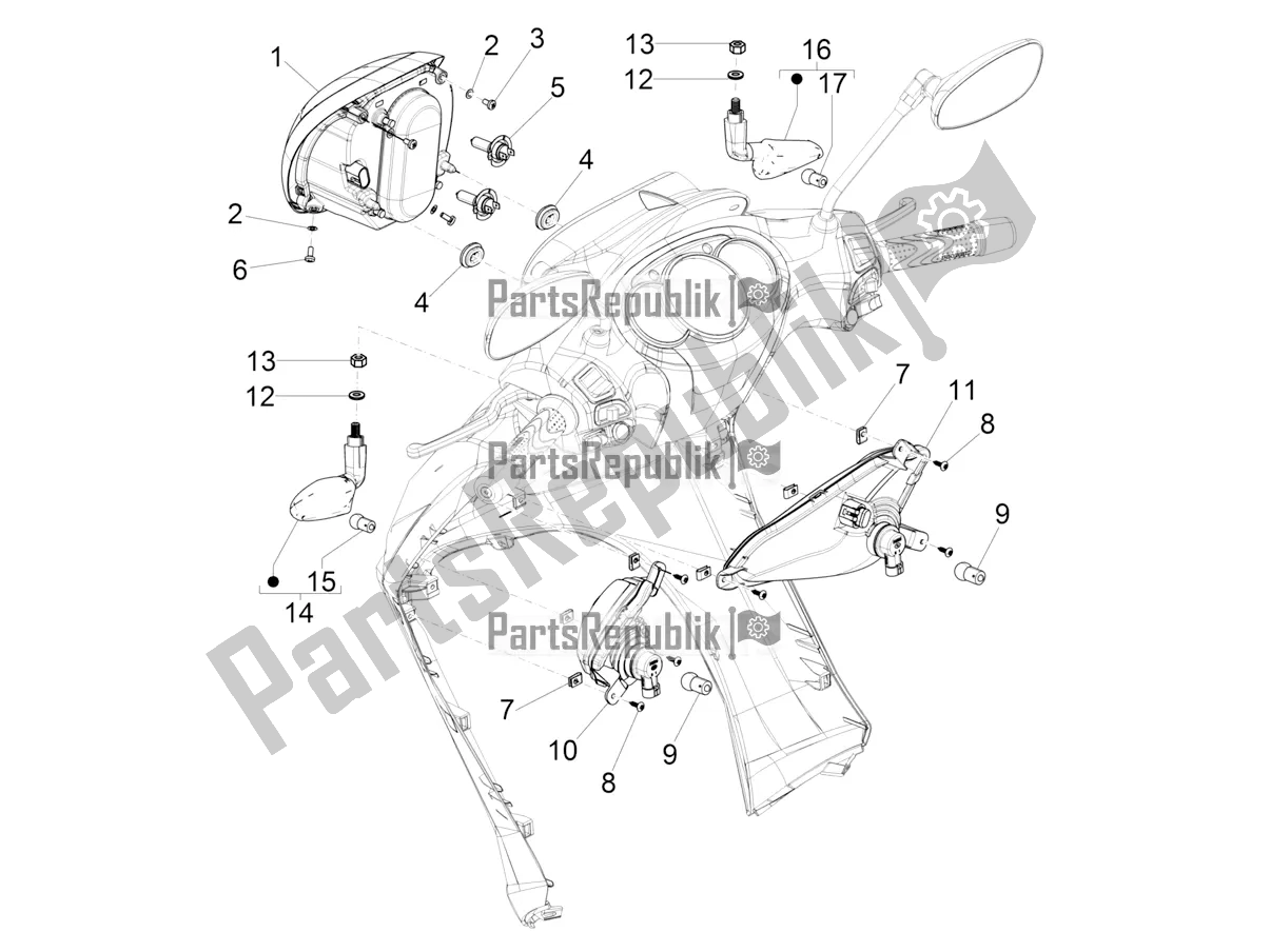 Todas las partes para Faros Delanteros - Luces Intermitentes de Piaggio BV 350 4T 4V IE E4 ABS USA / CA 2018