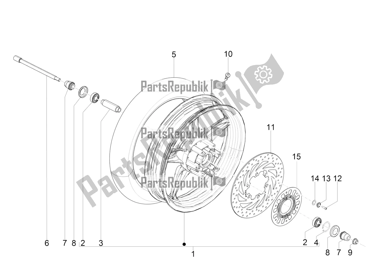 Toutes les pièces pour le Roue Avant du Piaggio BV 350 4T 4V IE E4 ABS USA / CA 2018