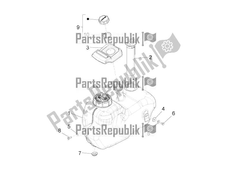 Todas las partes para Depósito De Combustible de Piaggio BV 350 4T 4V IE E4 ABS USA / CA 2018