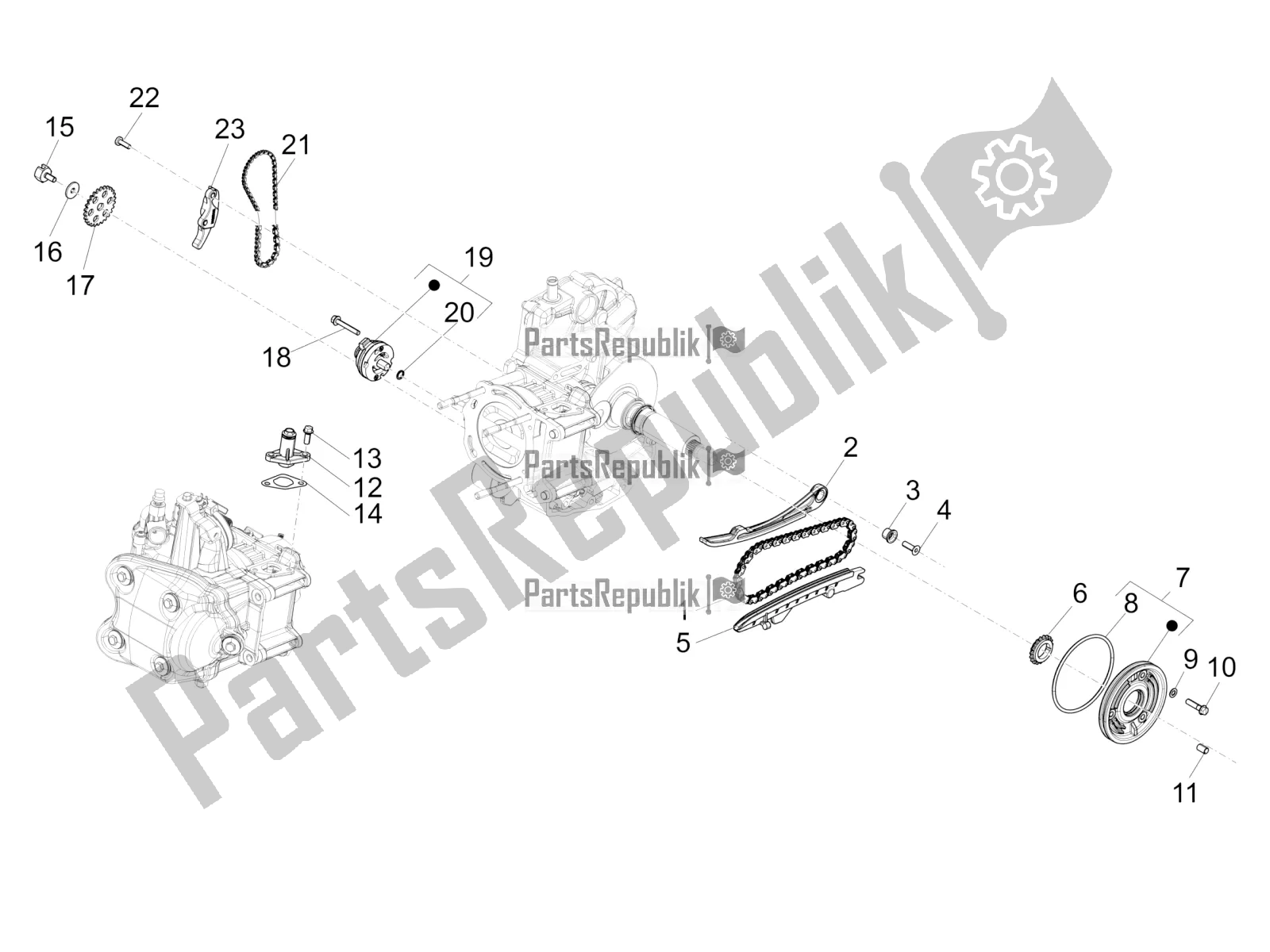 Tutte le parti per il Pompa Dell'olio del Piaggio BV 350 4T 4V IE E4 ABS USA / CA 2018