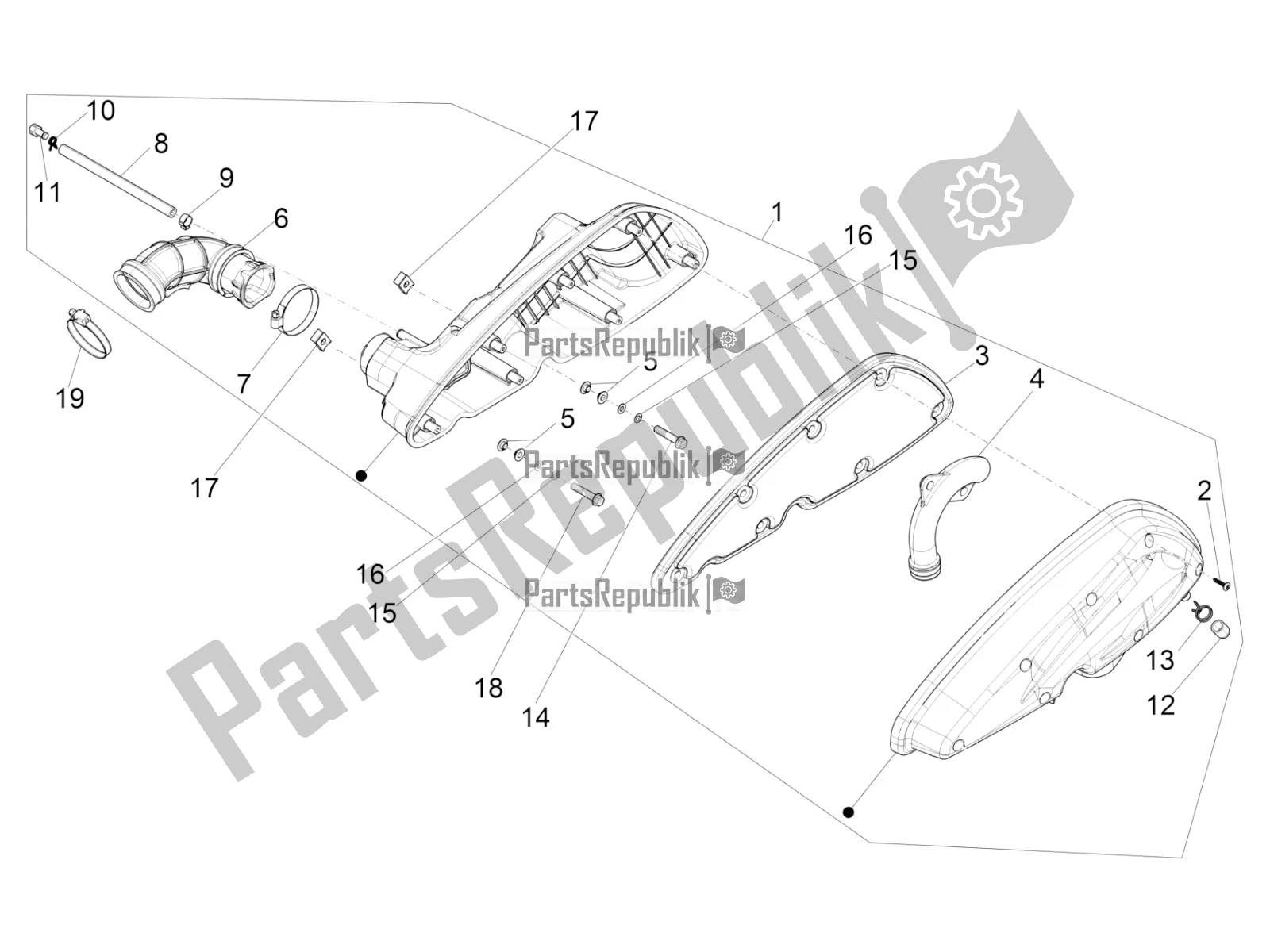 Toutes les pièces pour le Filtre à Air du Piaggio BV 350 4T 4V IE E4 ABS USA / CA 2019