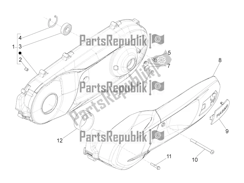 All parts for the Crankcase Cover - Crankcase Cooling of the Piaggio BV 350 4T 4V IE E4 ABS USA / CA 2019
