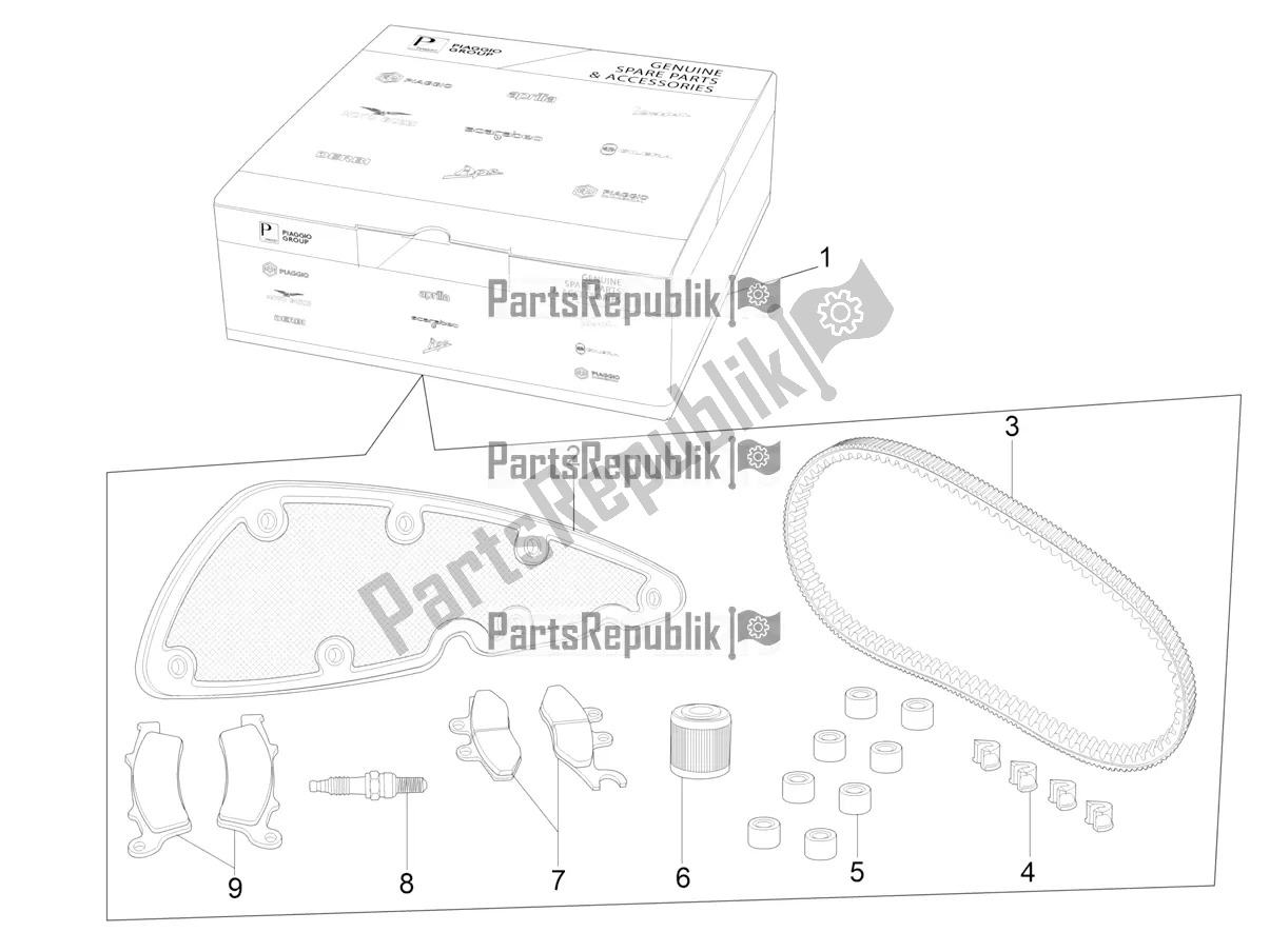 Todas las partes para Complete Wear And Maintenance Kit de Piaggio BV 350 IE ABS USA / CA 2020