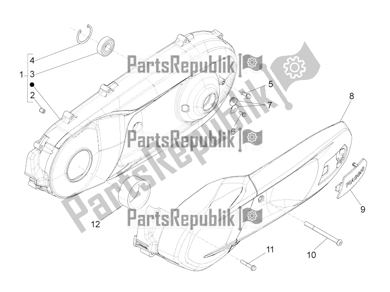 All parts for the Crankcase Cover - Crankcase Cooling of the Piaggio BV 350 IE ABS USA / CA 2020