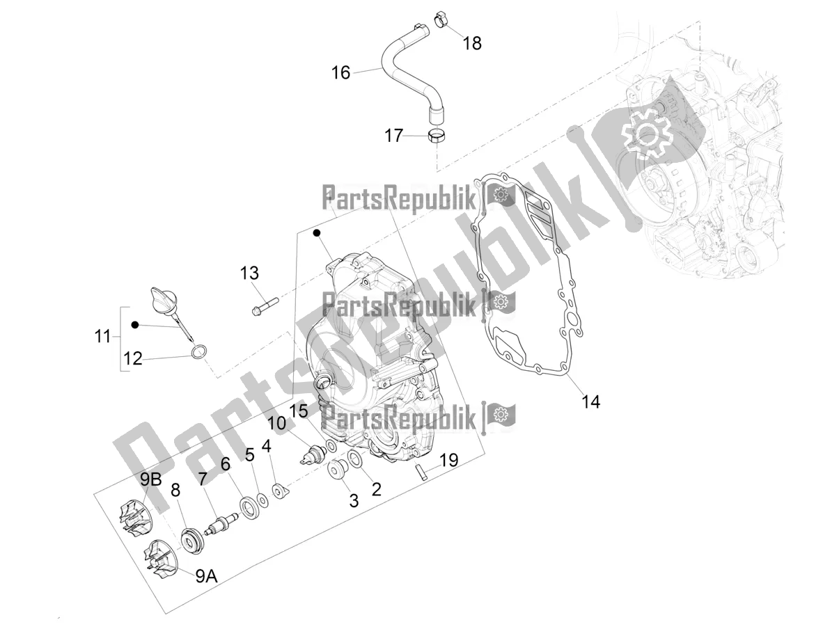 Toutes les pièces pour le Couvercle Magnéto Volant - Filtre à Huile du Piaggio BV 350 IE ABS USA / CA 2020