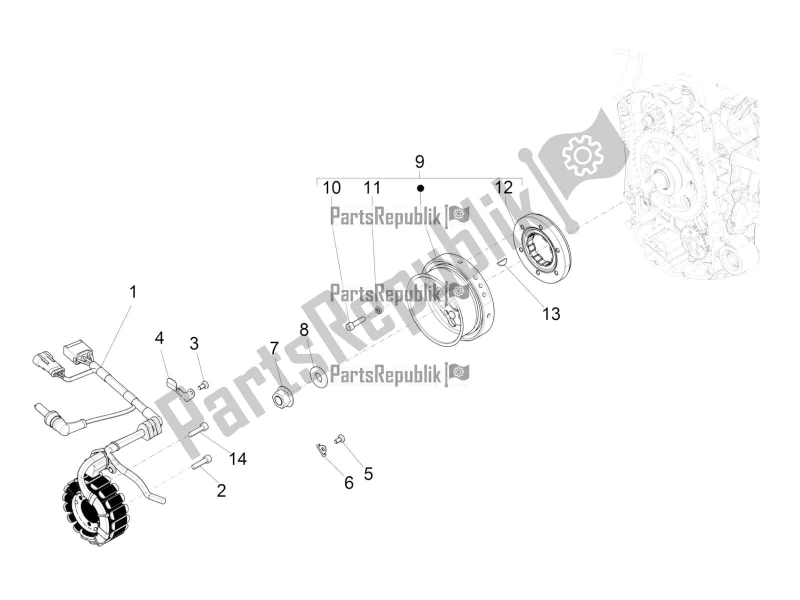 Todas las partes para Volante Magneto de Piaggio BV 350 IE ABS USA / CA 2020