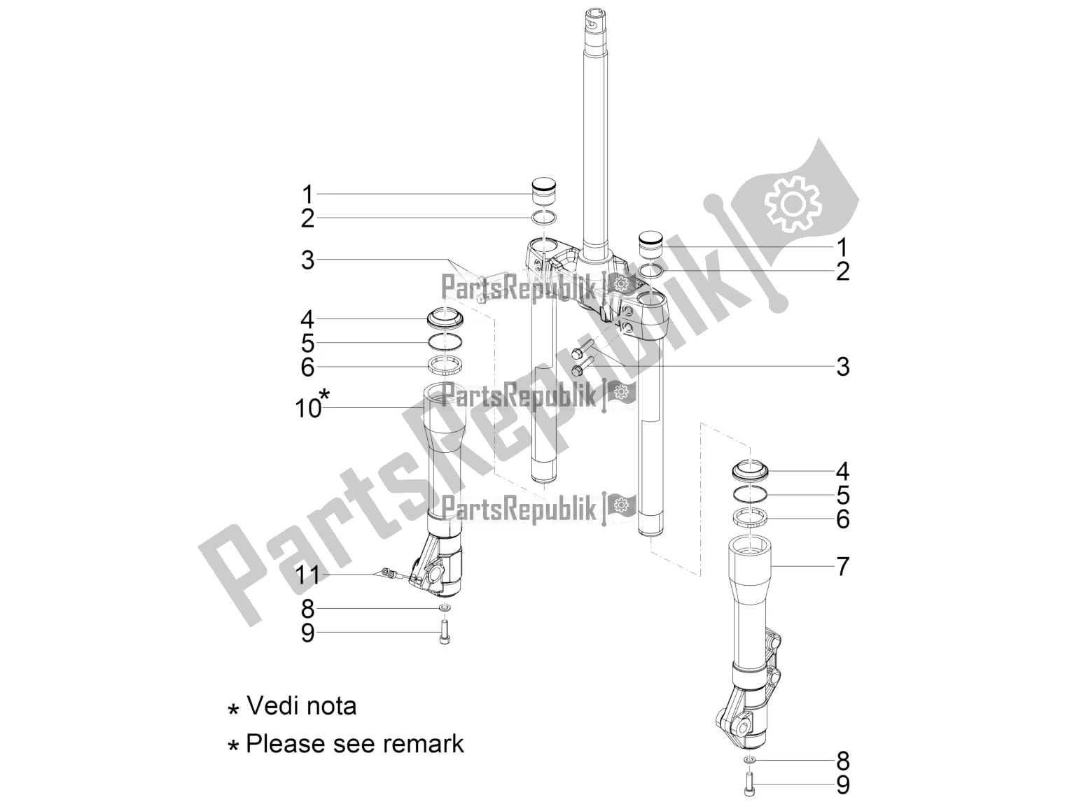 Tutte le parti per il Componenti Della Forcella (kayaba) del Piaggio BV 350 IE ABS USA / CA 2020