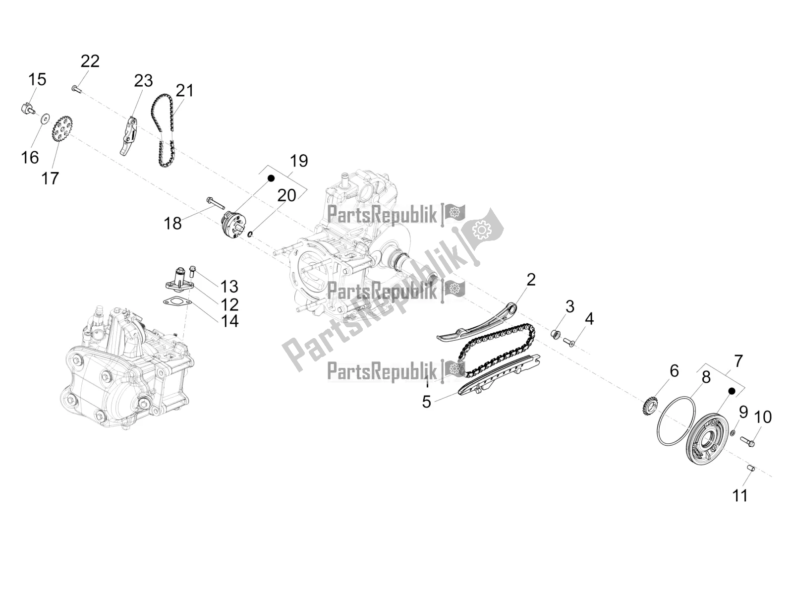 Toutes les pièces pour le La Pompe à Huile du Piaggio BV 350 IE ABS USA / CA 2020