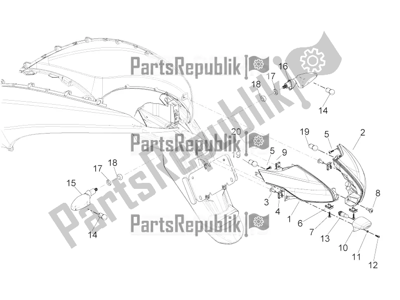 Toutes les pièces pour le Phares Arrière - Clignotants du Piaggio BV 350 IE ABS USA / CA 2020