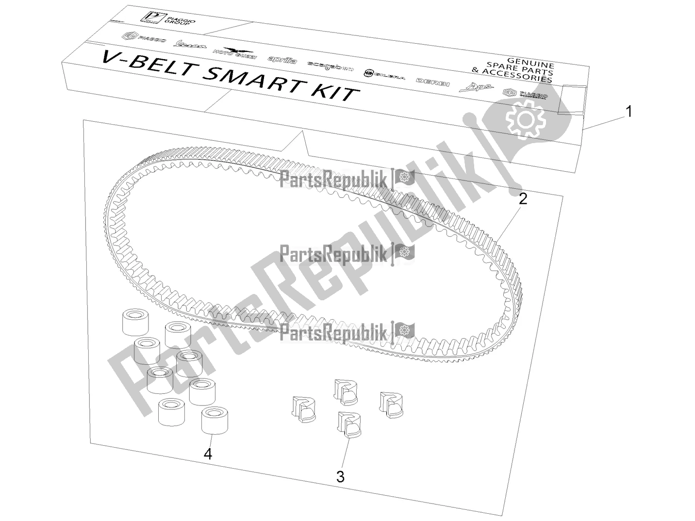 Todas las partes para Transmission Kit de Piaggio BV 350 IE ABS USA / CA 2020