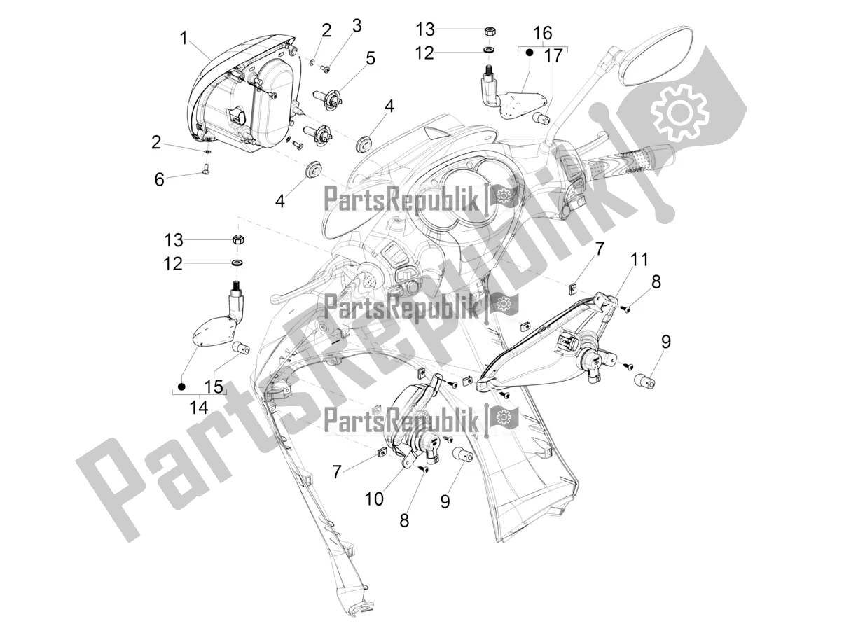 Wszystkie części do Reflektory Przednie - Kierunkowskazy Piaggio BV 350 IE ABS USA / CA 2021