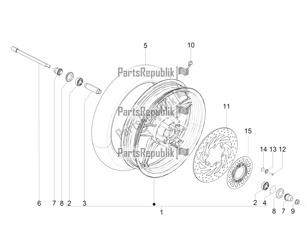 Tutte le parti per il Ruota Anteriore del Piaggio BV 350 IE ABS USA / CA 2021