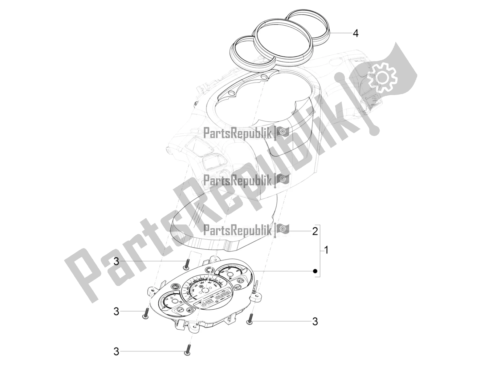 Toutes les pièces pour le Combinaison De Compteurs - Cruscotto du Piaggio BV 350 IE ABS USA / CA 2021