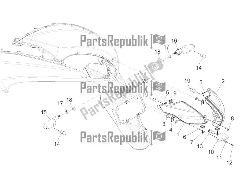 Alle onderdelen voor de Achterlichten - Richtingaanwijzers van de Piaggio BV 350 IE ABS USA / CA 2021