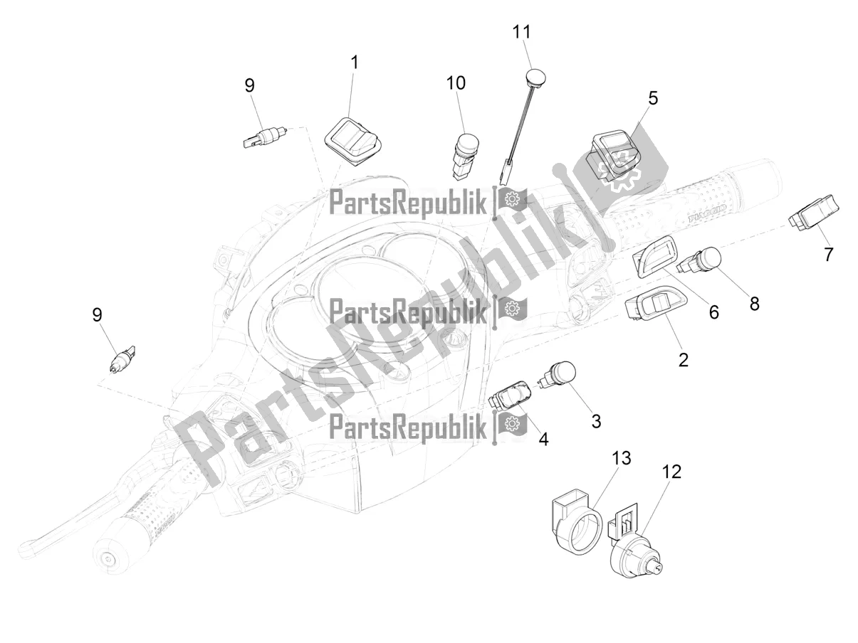 Todas as partes de Seletores - Interruptores - Botões do Piaggio BV 350 IE ABS USA / CA 2021