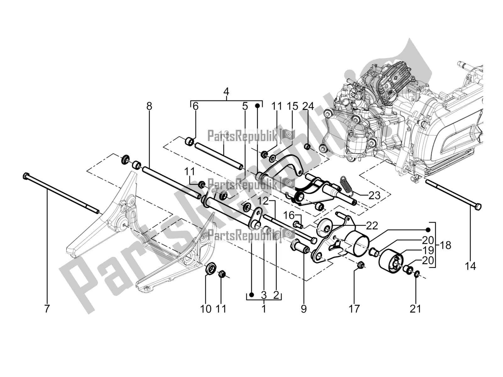 Todas las partes para Brazo Oscilante de Piaggio BV 350 IE ABS USA / CA 2021