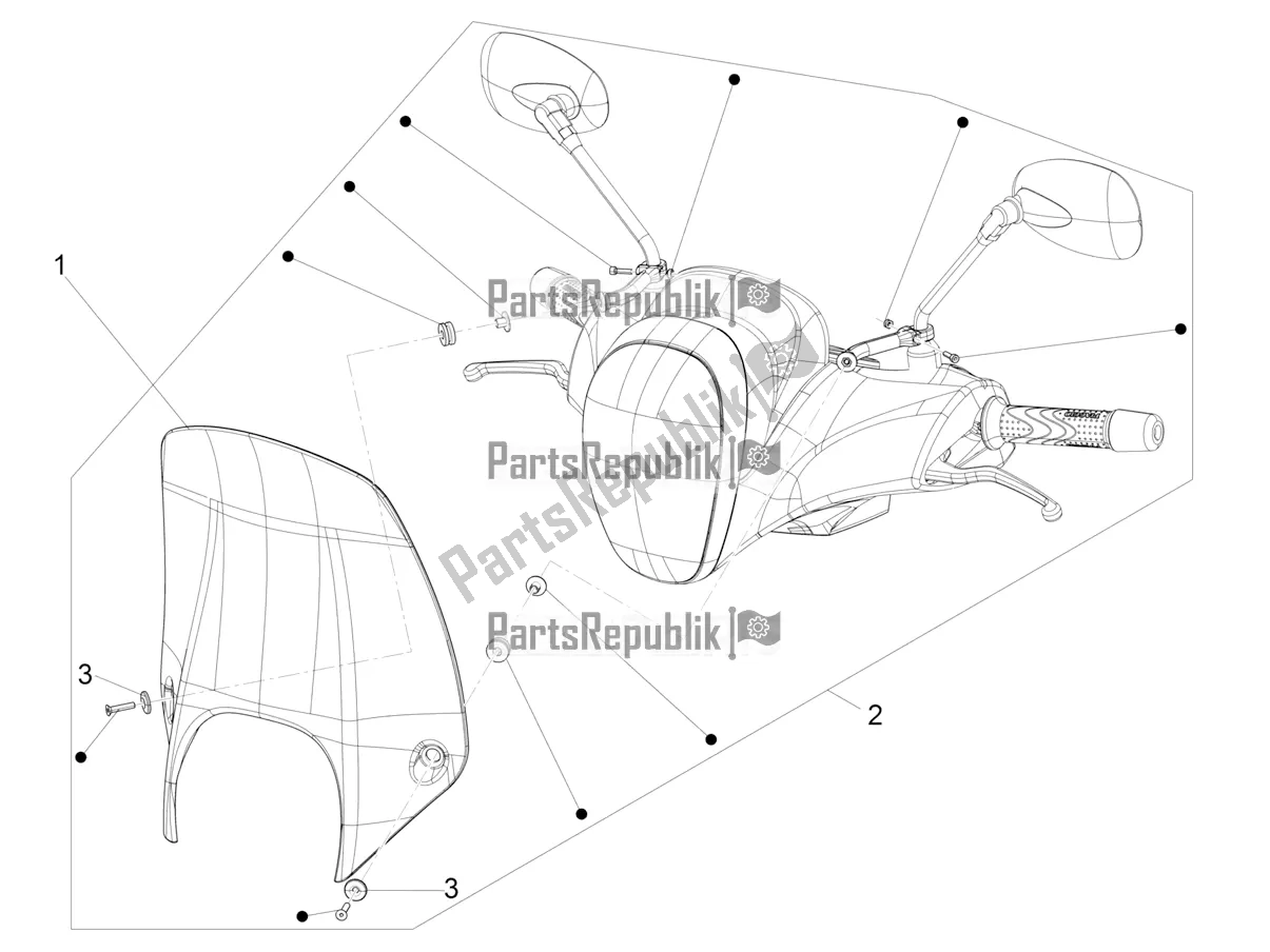 Wszystkie części do Szyba Przednia - Szk? O Piaggio BV 350 IE ABS USA / CA 2021