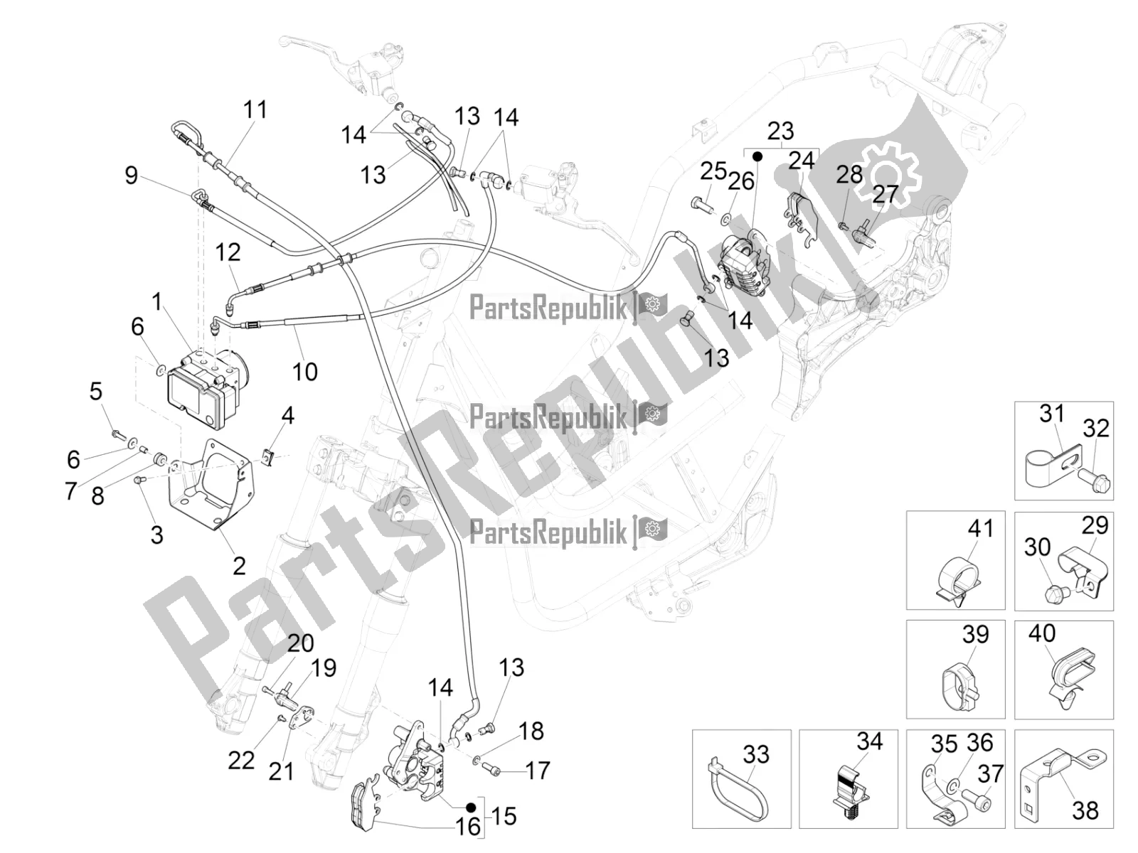 Todas las partes para Frenos Tubos - Pinzas (abs) de Piaggio BV 350 IE ABS USA / CA 2022