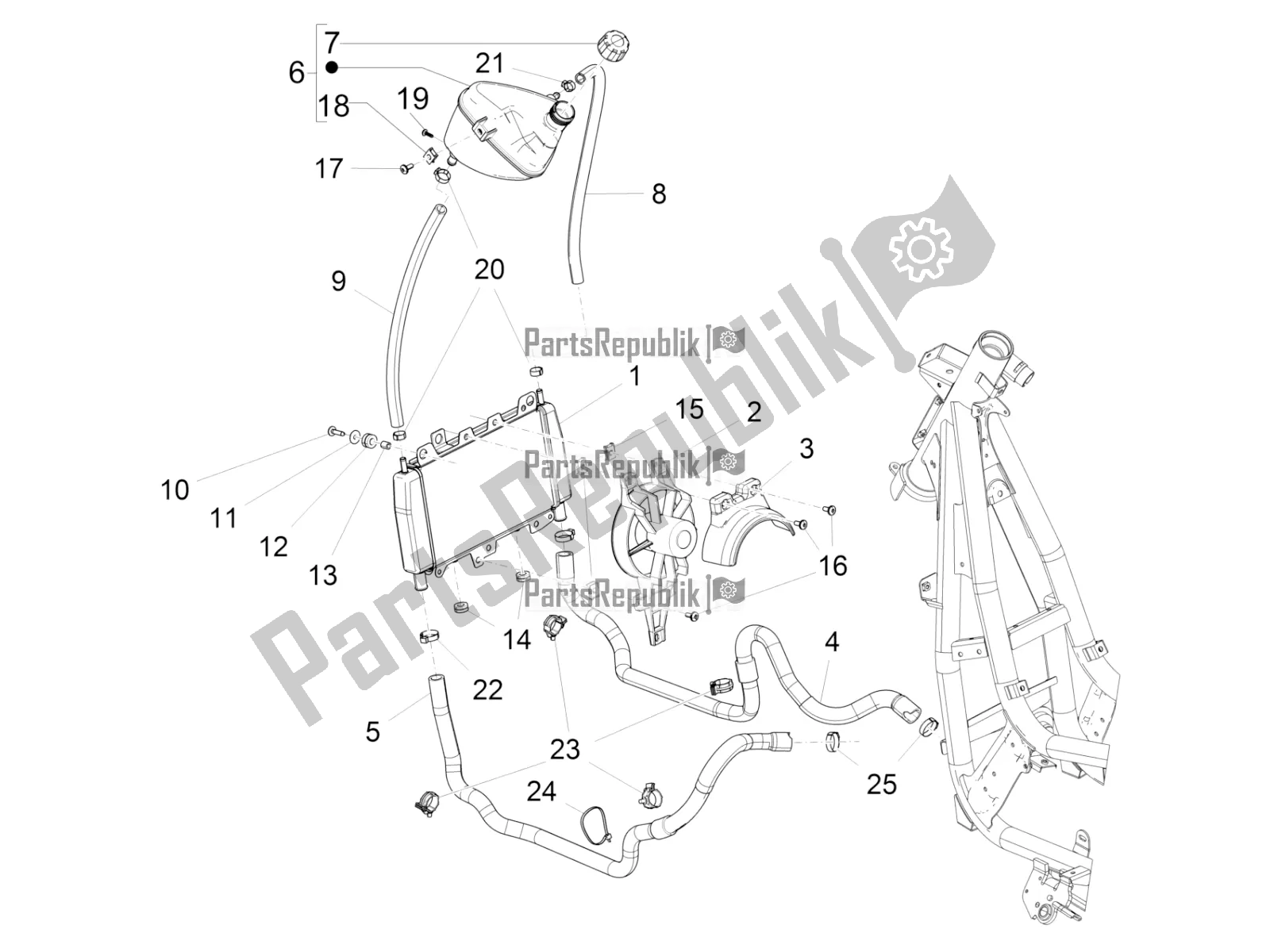 Toutes les pièces pour le Système De Refroidissement du Piaggio BV 350 IE ABS USA / CA 2022