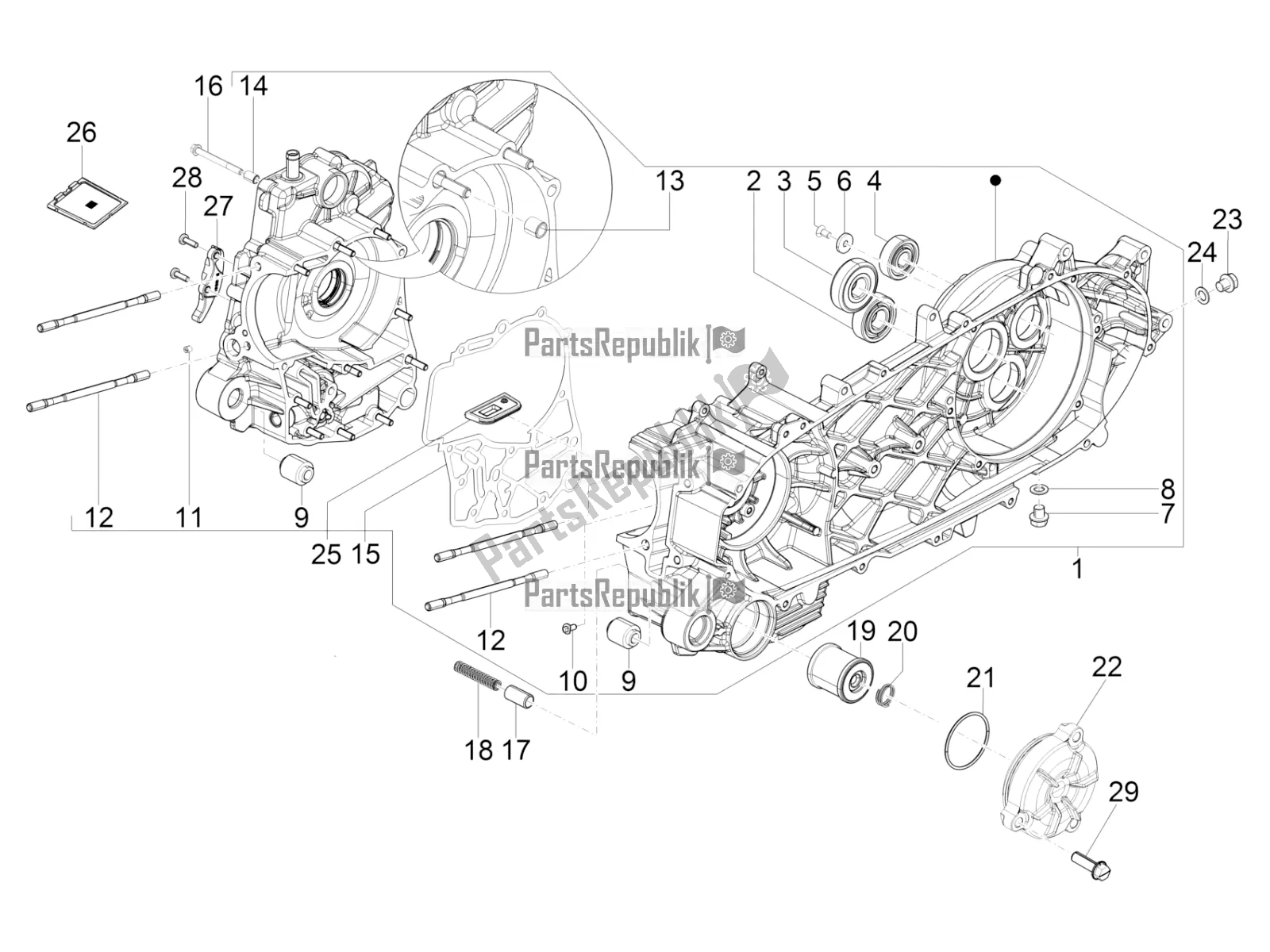 Toutes les pièces pour le Carter du Piaggio BV 350 IE ABS USA / CA 2022