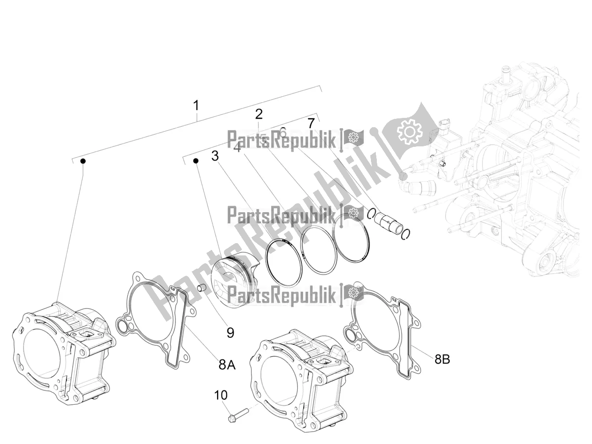 Toutes les pièces pour le Unité Cylindre-piston-axe De Poignet du Piaggio BV 350 IE ABS USA / CA 2022