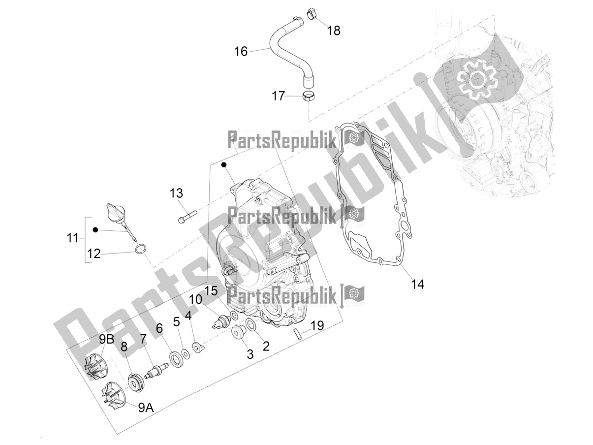 Tutte le parti per il Coperchio Magnete Volano - Filtro Olio del Piaggio BV 350 IE ABS USA / CA 2022