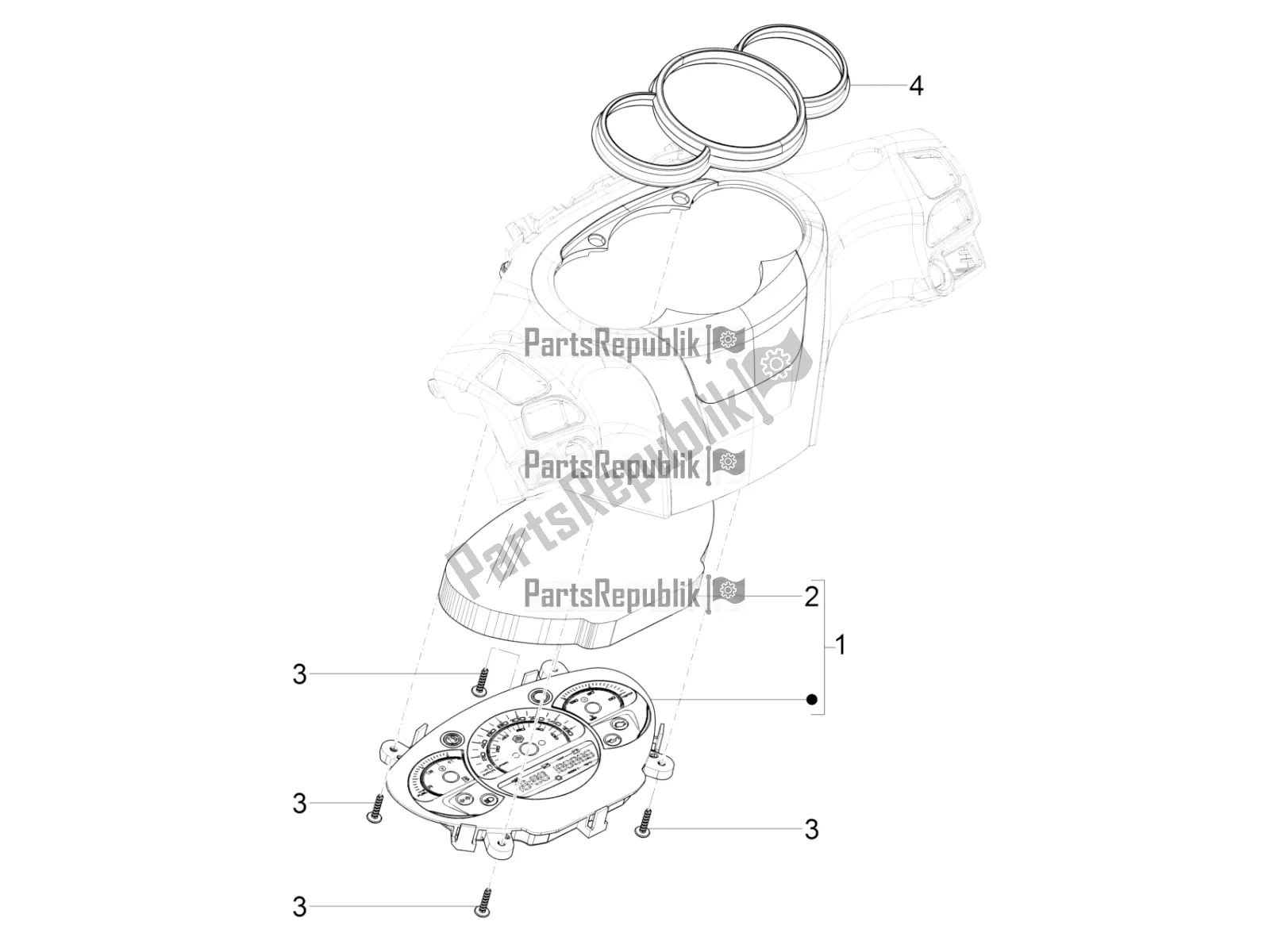 Toutes les pièces pour le Combinaison De Compteurs - Cruscotto du Piaggio BV 350 IE ABS USA / CA 2022