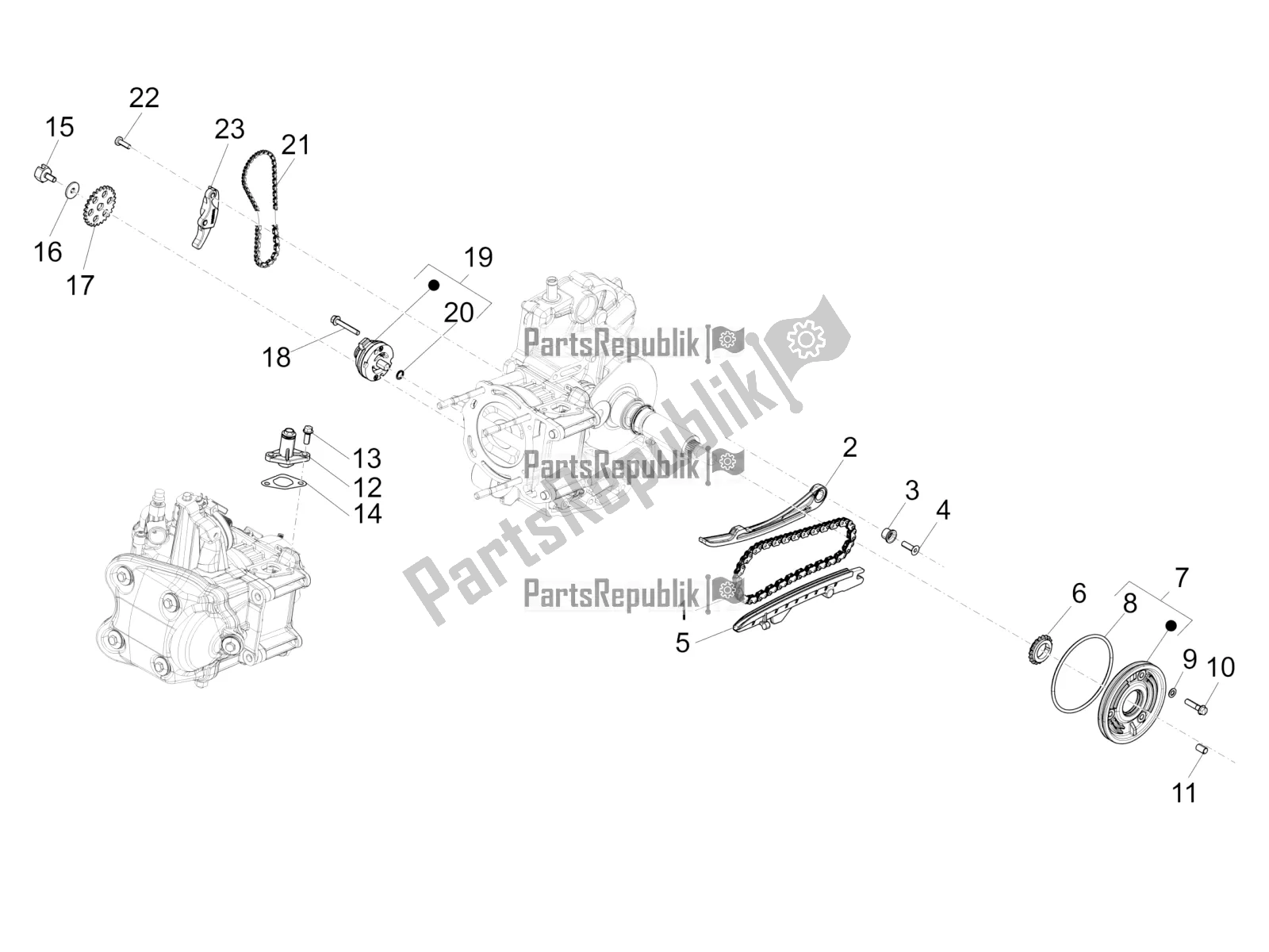 Toutes les pièces pour le La Pompe à Huile du Piaggio BV 350 IE ABS USA / CA 2022