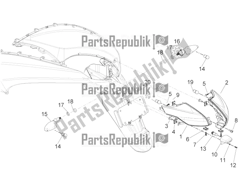 Todas las partes para Faros Traseros - Luces Intermitentes de Piaggio BV 350 IE ABS USA / CA 2022