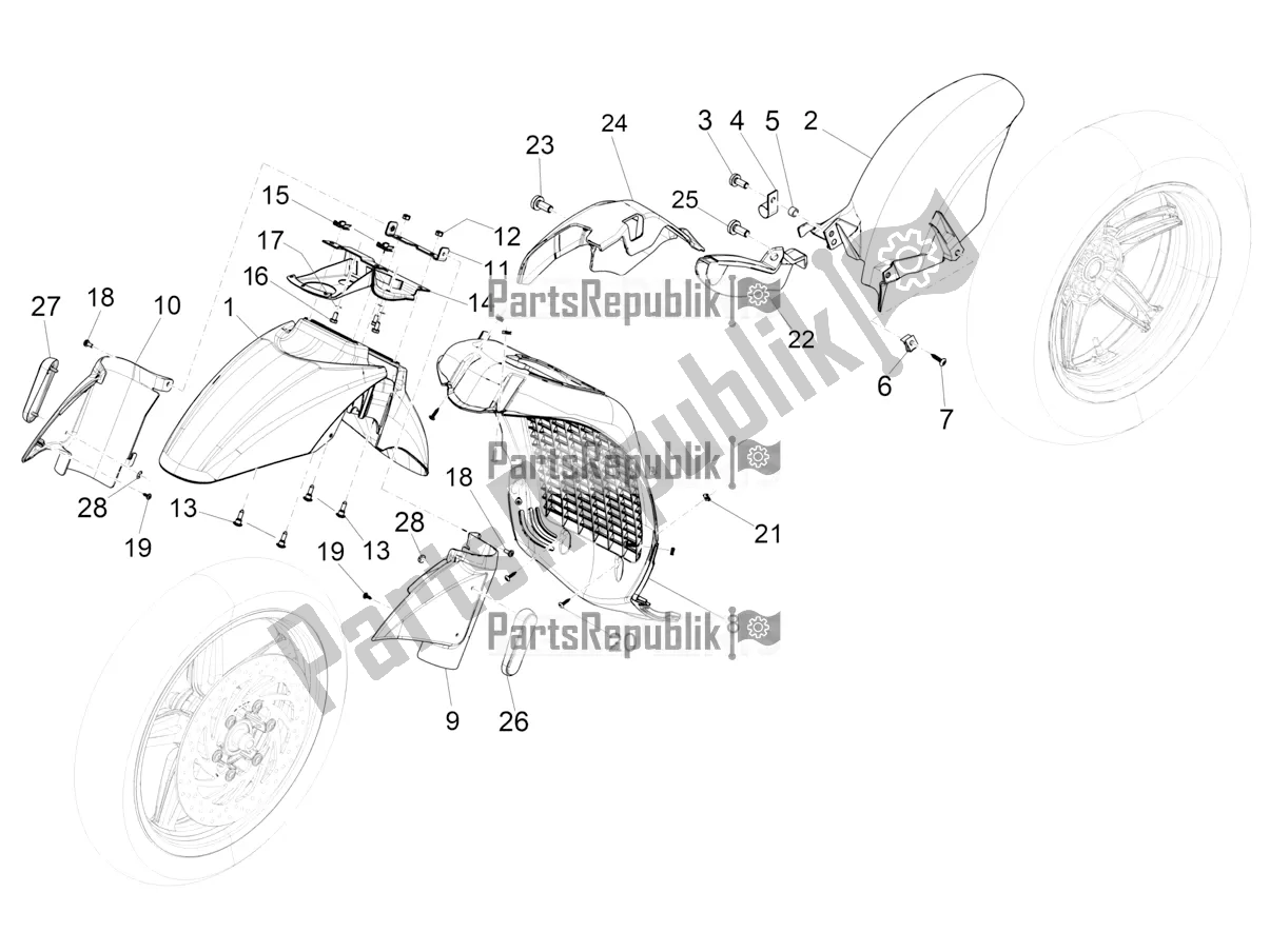 Todas as partes de Alojamento Da Roda - Guarda-lamas do Piaggio BV 350 IE ABS USA / CA 2022