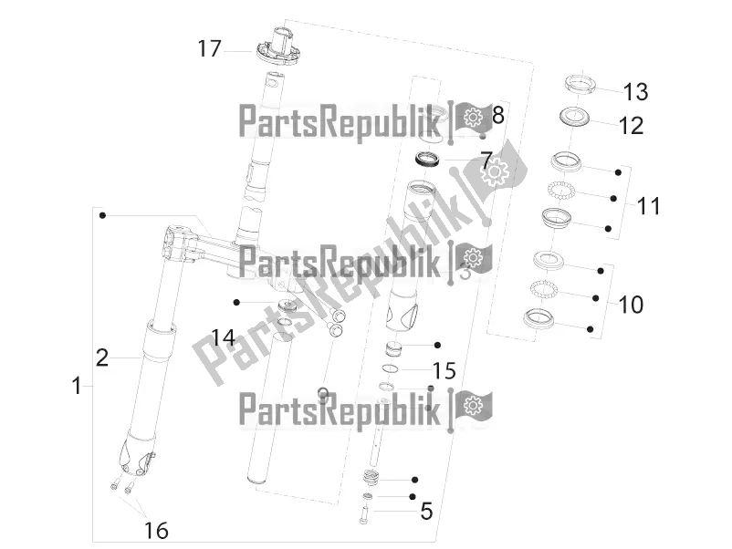 Toutes les pièces pour le Fourche / Tube De Direction - Palier De Direction du Piaggio FLY 125 4 T/3V IE 2016