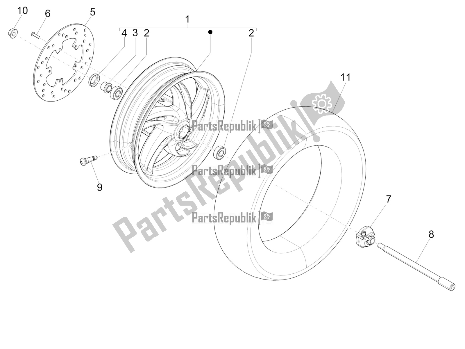 Toutes les pièces pour le Roue Avant du Piaggio FLY 125 4 T/3V IE 2016